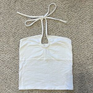 Hollister Cropped White Halter Tie Top